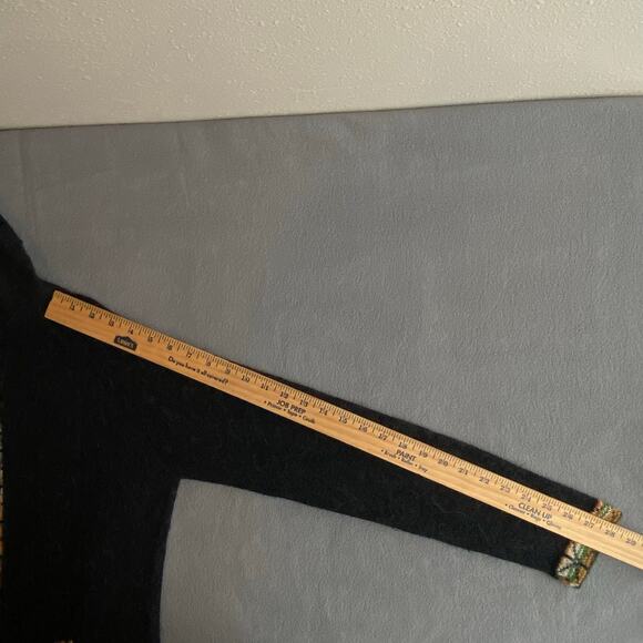 Alpaca Collection Handmade Full Zip Cardigan Sweater Womens L Black Hood - Picture 13 of 16